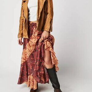 Free People Jackie Maxi Skirt Mid-Rise Floral Printed Asymmetrical M